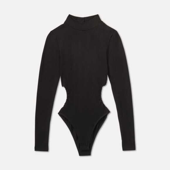 Something Navy Black Cut Out Bodysuit w/ Open Tie Back | Size M/Medium - Picture 6 of 7